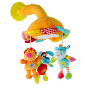 Závesná hračka do auta so zrkadielkom Kravička a kamaráti